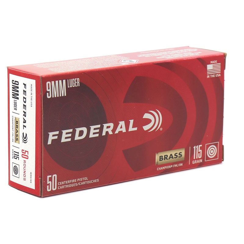 eral Champion 9mm Luger 115 Grain Full Metal Jacket Box Of 50 Ammo