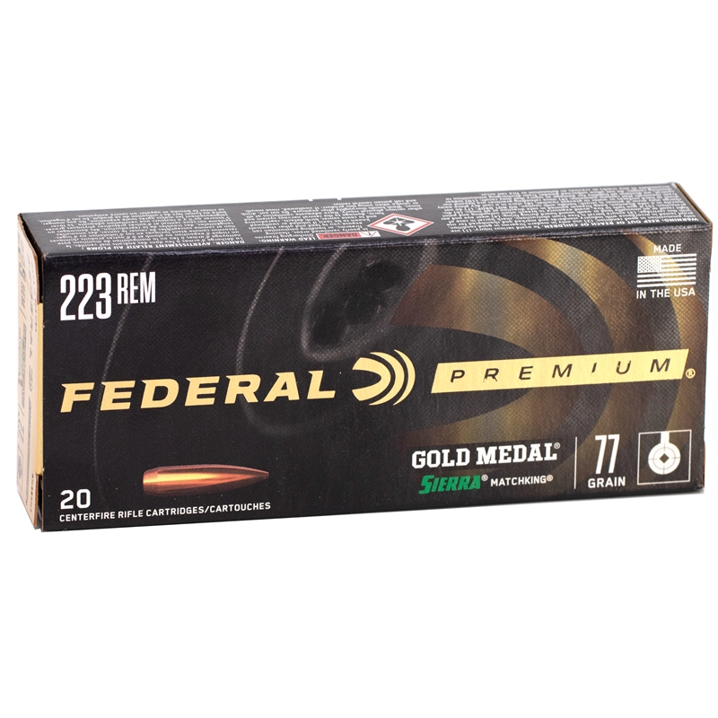 eral Gold Medal 223 Remington 77 Grain Sierra MatchKing Hollow Point Box Of 20 Ammo