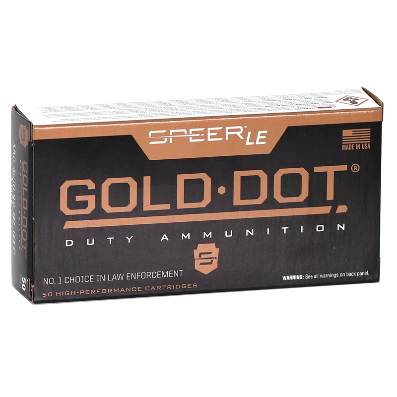 er Gold Dot LE Duty 380 ACP AUTO 90 Grain Jacketed Hollow Point Box Of 50 Ammo