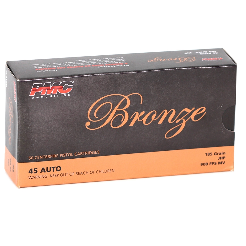  Bronze 45 ACP AUTO 185 Grain Jacketed Hollow Point Box Of 50 Ammo