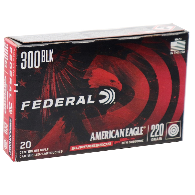 eral American Eagle 300 AAC Blackout 220 Grain Subsonic Open Tip Match Box Of 20 Ammo