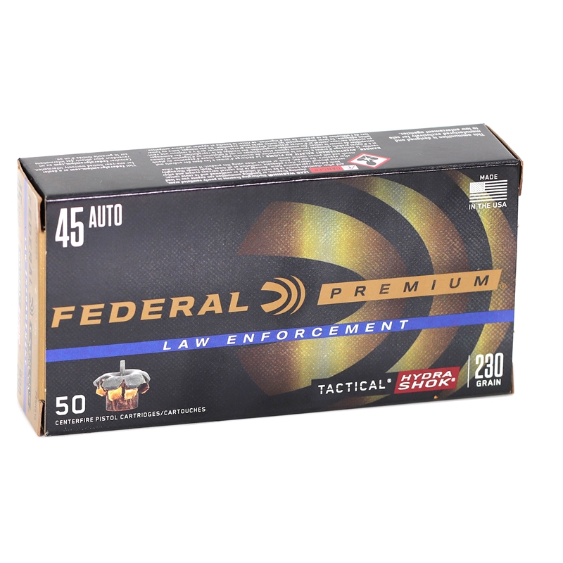 eral Law Enforcement 45 ACP Auto 230 Grain Hydra-Shok Jacketed Hollow Point Box Of 50 Ammo