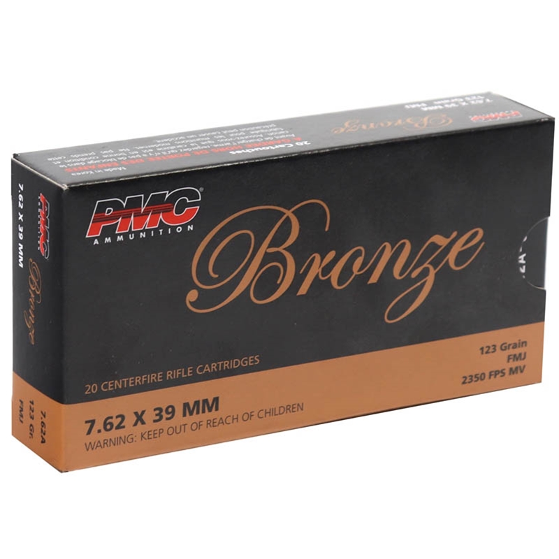  Bronze 7.62x39mm 123 Grain Full Metal Jacket Box Of 20 Ammo