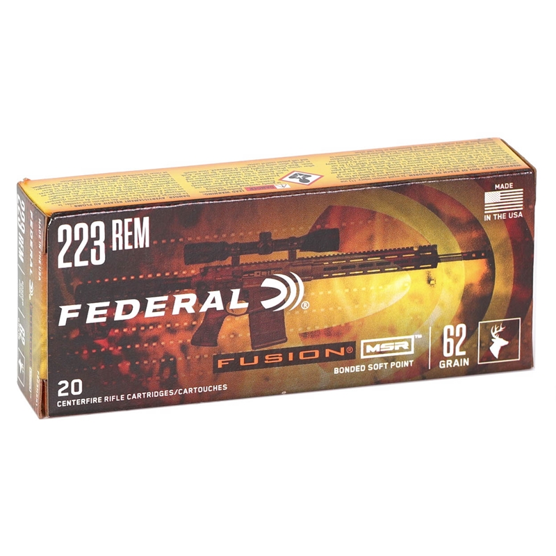 eral Fusion MSR 223 Remington 62 Grain Spitzer Boat Tail Box Of 20 Ammo