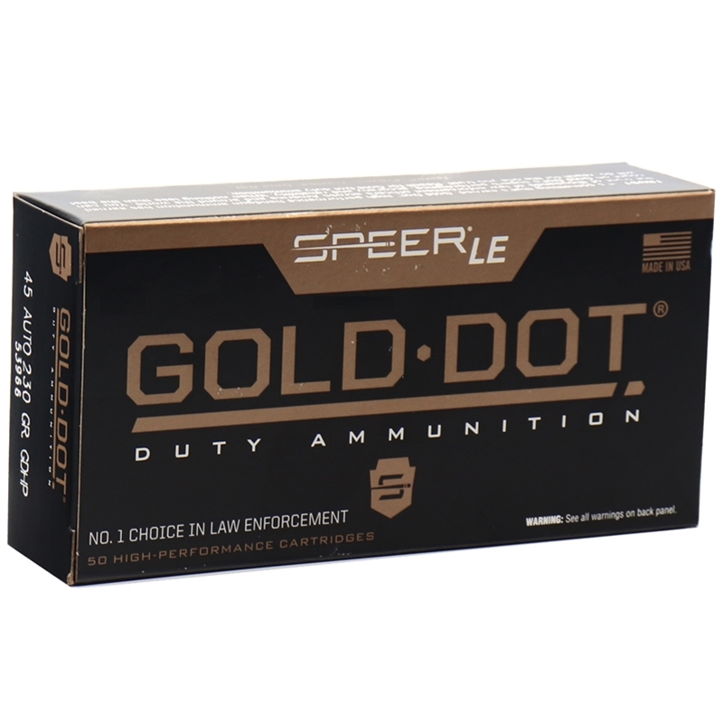 er Gold Dot LE Duty 45 ACP AUTO 230 Grain Jacketed Hollow Point Box Of 50 Ammo