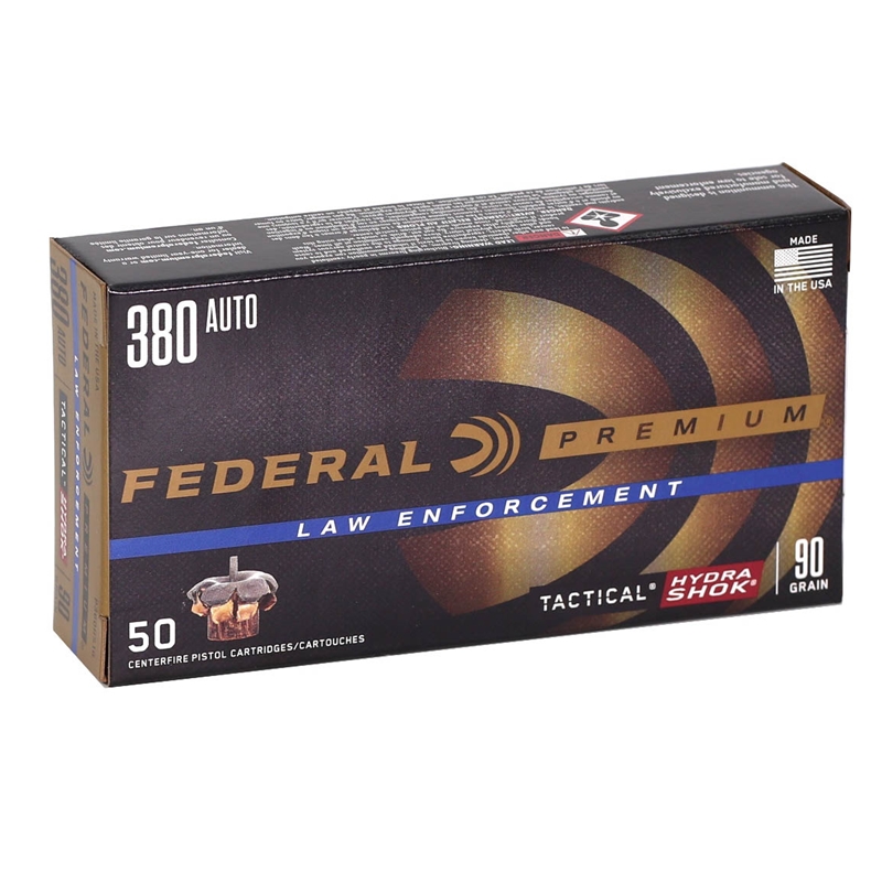 eral Law Enforcement 380 ACP Auto 90 Grain Hydra-Shok Jacketed Hollow Point Box Of 50 Ammo