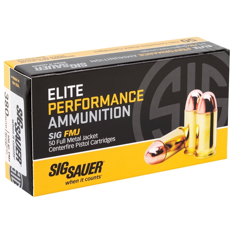  Sauer Elite Performance 380 ACP Auto 100 Grain Full Metal Jacket Box Of 50 Ammo