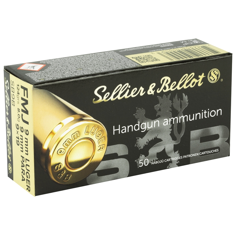 lier & Bellot 9mm Luger 124 Grain Full Metal Jacket Box Of 50 Ammo