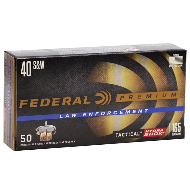 eral Law Enforcement 40 S&W 165 Grain Hydra-Shok Jacketed Hollow Point Box Of 50 Ammo