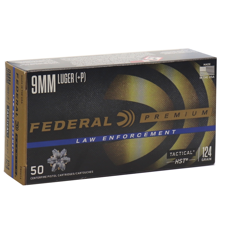 eral Law Enforcement 9mm Luger 124 Grain P HST Jacketed Hollow Point Box Of 50 Ammo