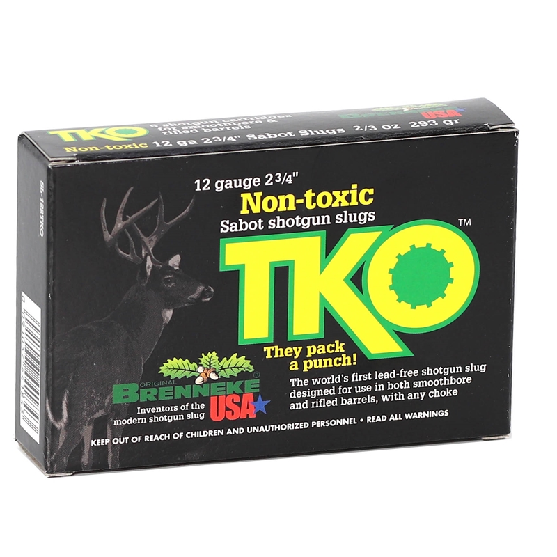 nneke TKO 12 Gauge 2-3/4 2/3oz Non-Toxic Tin Sabot Slugs Box Of 5 Ammo