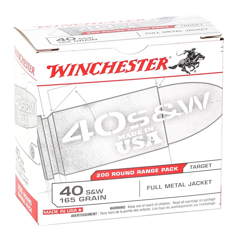 chester USA 40 S&W 165 Grain FMJ Range Pack 200 Rounds Box Of 200 Ammo