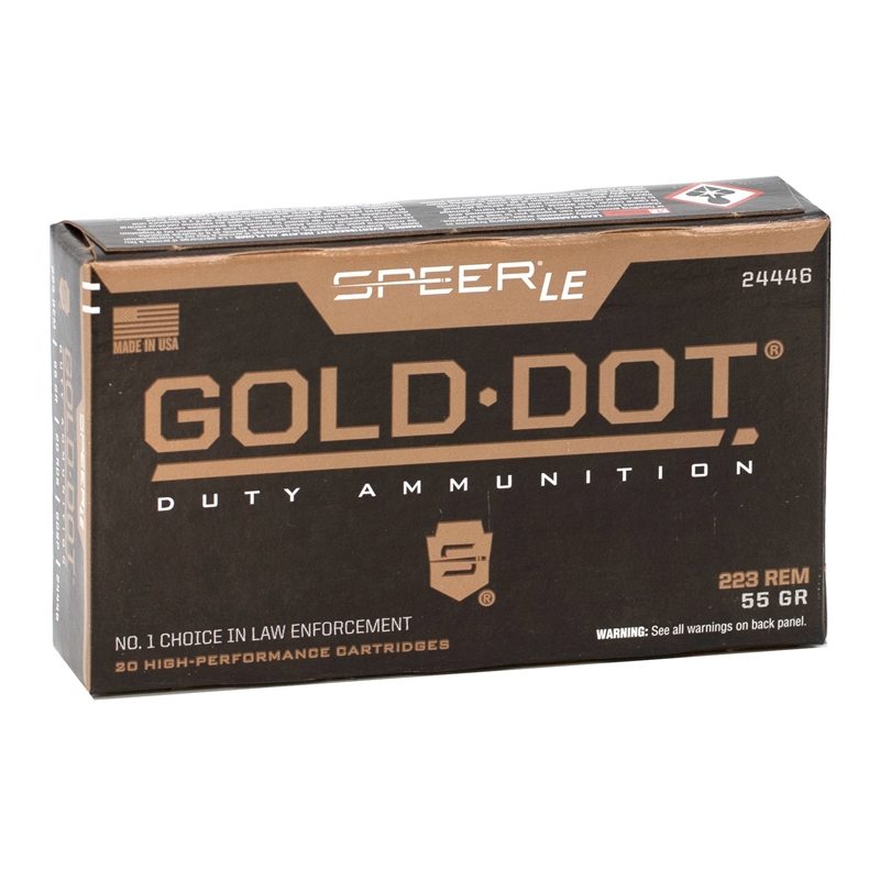 er Gold Dot LE Duty 223 Remington 55 Grain Soft Point Box Of 20 Ammo