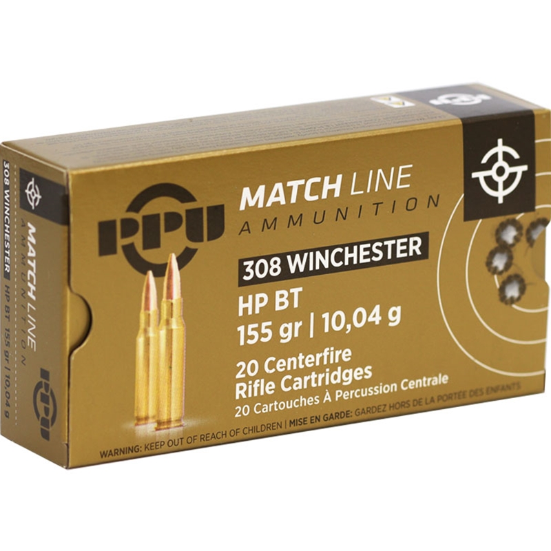 i Partizan Match 308 Winchester 155 Grain Hollow Point Boat Tail Box Of 20 Ammo