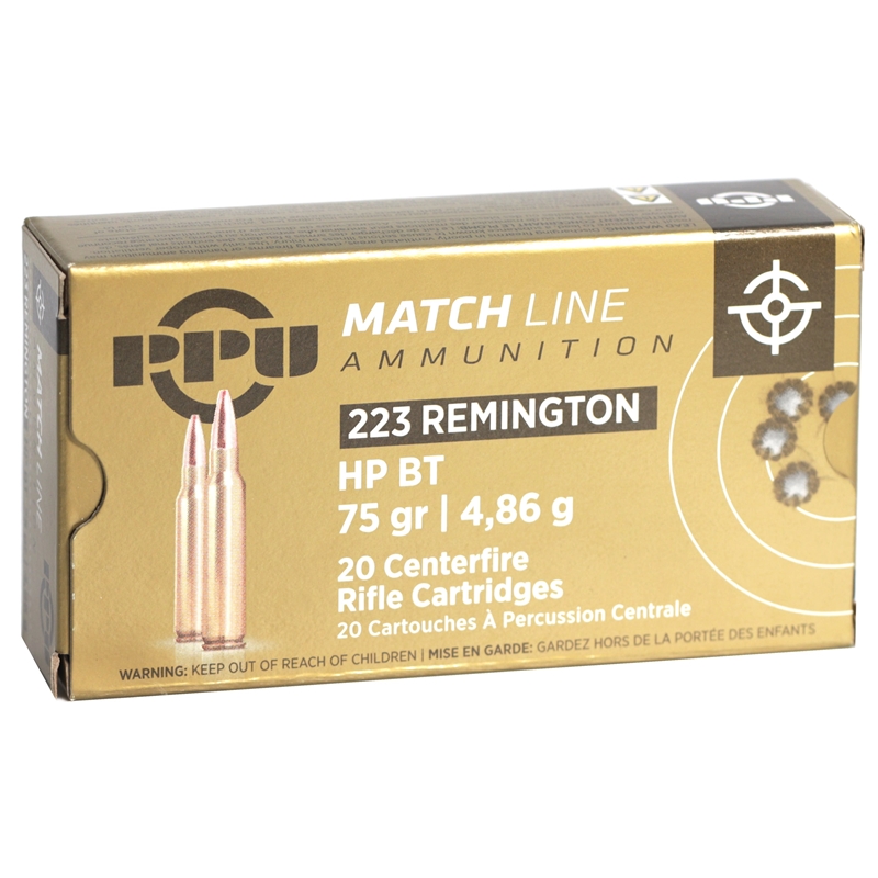 i Partizan Match 223 Remington 75 Grain Hollow Point Boat Tail Box Of 20 Ammo