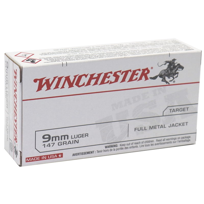 chester USA 9mm Luger 147 Grain Full Metal Jacket Box Of 50 Ammo