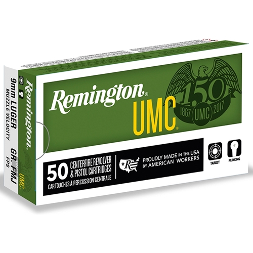 ington UMC 9mm Luger 124 Grain Full Metal Jacket Box Of 50 Ammo