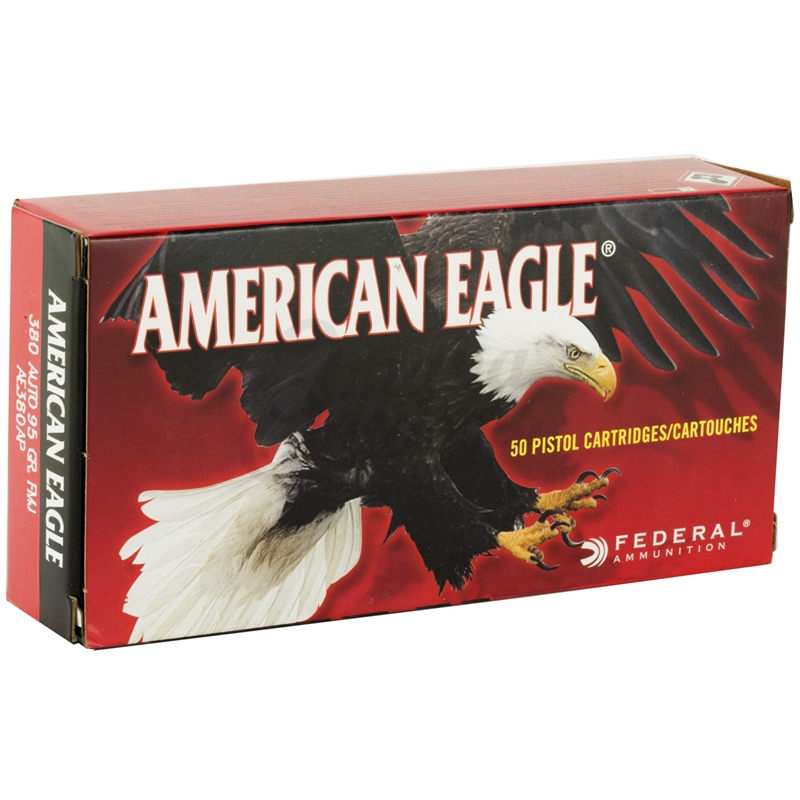 eral American Eagle 380 ACP Auto 95 Grain Full Metal Jacket Box Of 50 Ammo