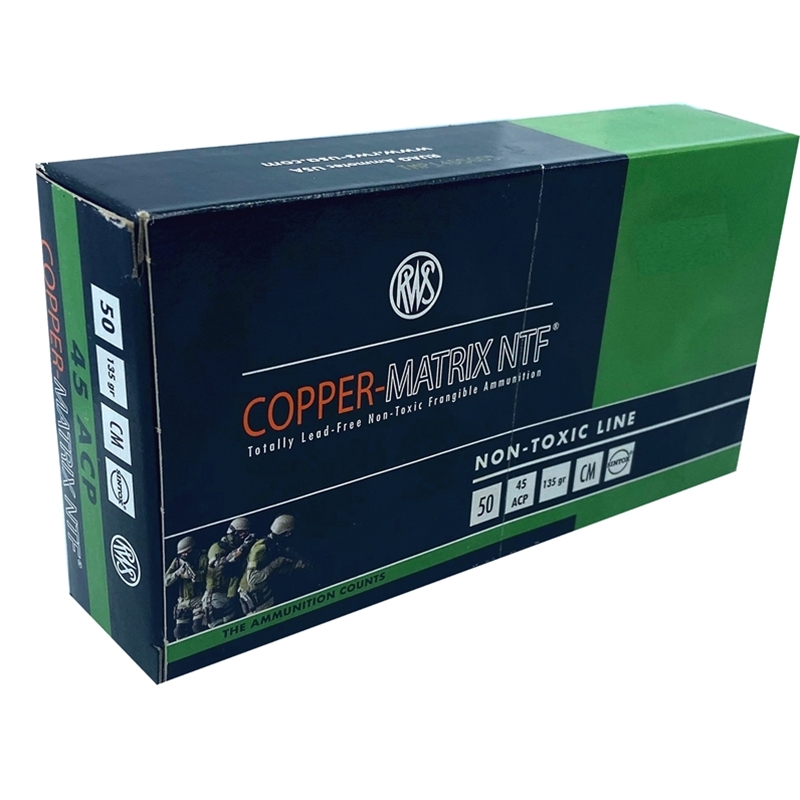  Copper-Matrix 45 ACP Auto 135 Grain NTF Box Of 50 Ammo