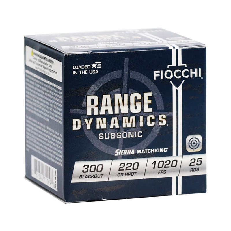 cchi Range Dynamics 300 AAC Blackout Subsonic 220 Grain Sierra MatchKing Hollow Point Box Of 25 Ammo