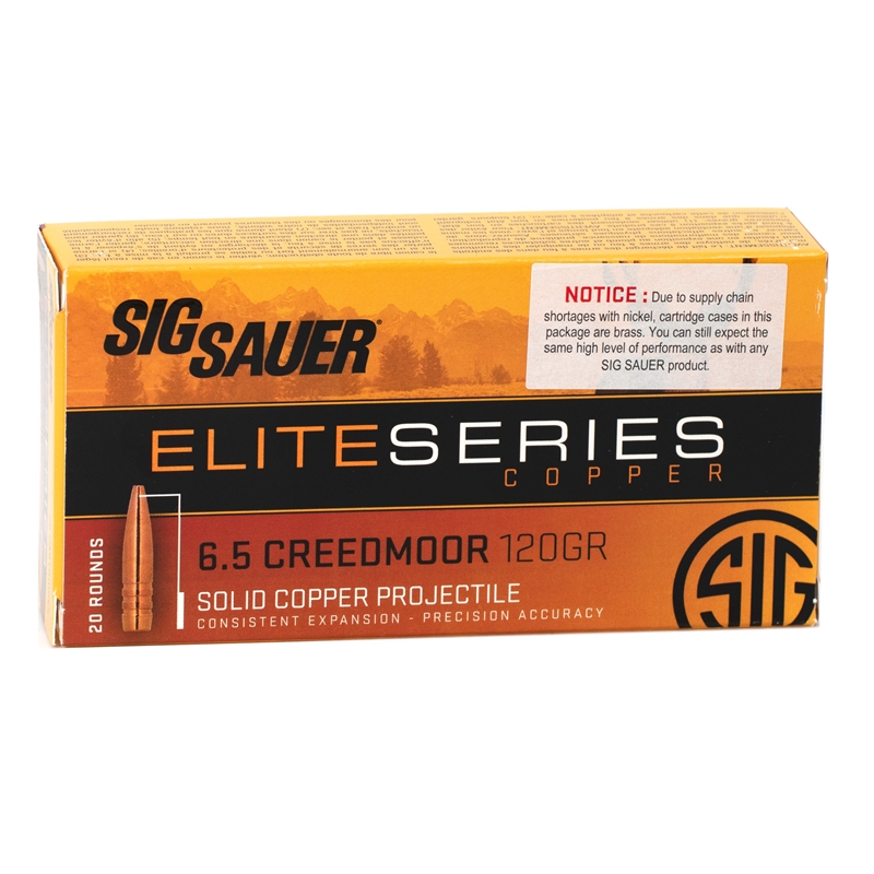  Sauer Elite Performance Hunting HT 6.5 Creedmoor 120 Grain Solid Copper Lead-Free Expanding Box Of 20 Ammo