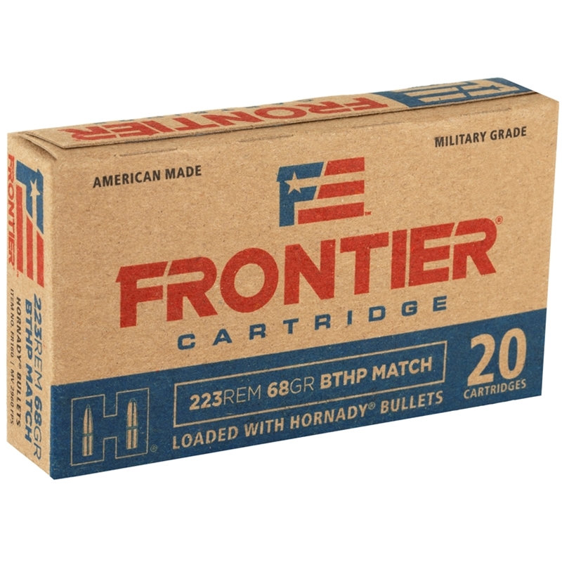 ntier Cartridge Military Grade 223 Remington 68 Grain Hornady Boat Tail Hollow Point Match Box Of 20 Ammo