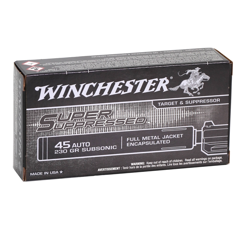 chester 45 ACP Auto 230 Grain FMJ Super Suppressed Box Of 50 Ammo