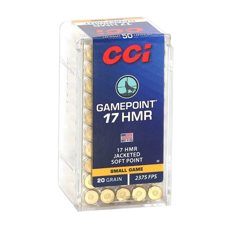  Game Point 17 HMR 20 Grain Jacketed Soft Point Box Of 50 Ammo